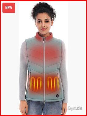 Lightweight Heated Vest with Rechargeable Battery, Quilted Puffer Jacket